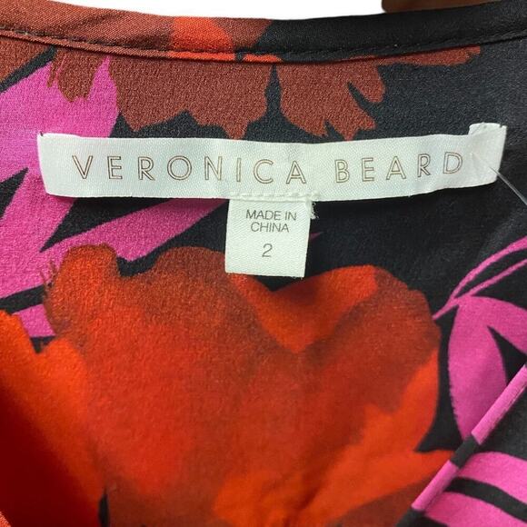Veronica Beard Pevero Floral Stretch Silk Top Size 2 - Picture 7 of 8
